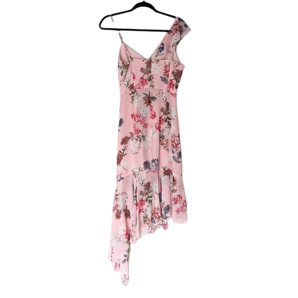 NICHOLAS x REVOLVE 100% Silk Floral Frill Ruffle Asymmetric Midi Dress in Lilac - Picture 5 of 8